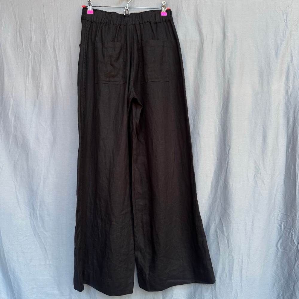 Johnny Was Madaleina Wide Leg Pleated Linen Pants Black XS NWT $198 - Picture 3 of 9